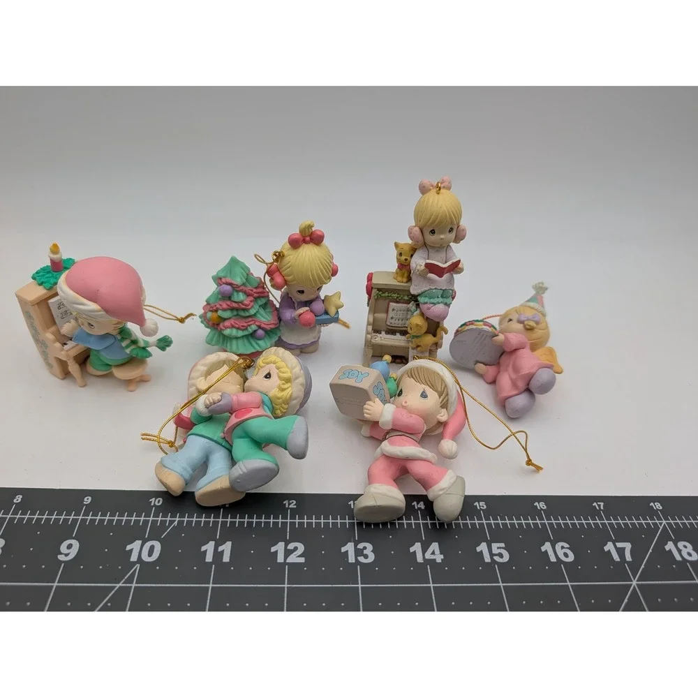 Precious Moments Christmas Ornaments Lot Pastel Holiday Birthday Figurines